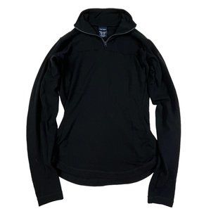 Acrteryx Sweater 1/4 Zip Pullover Wool-Poly Blend Black Fleece Womens Size S 4-6